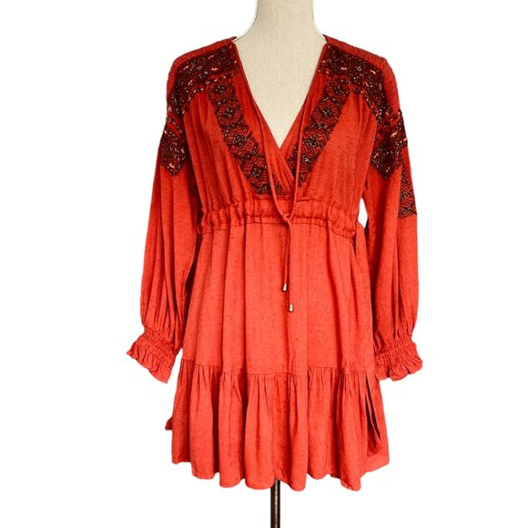 Free People Beaded & Embroidered Mini Dress Size Small - Picture 11 of 11